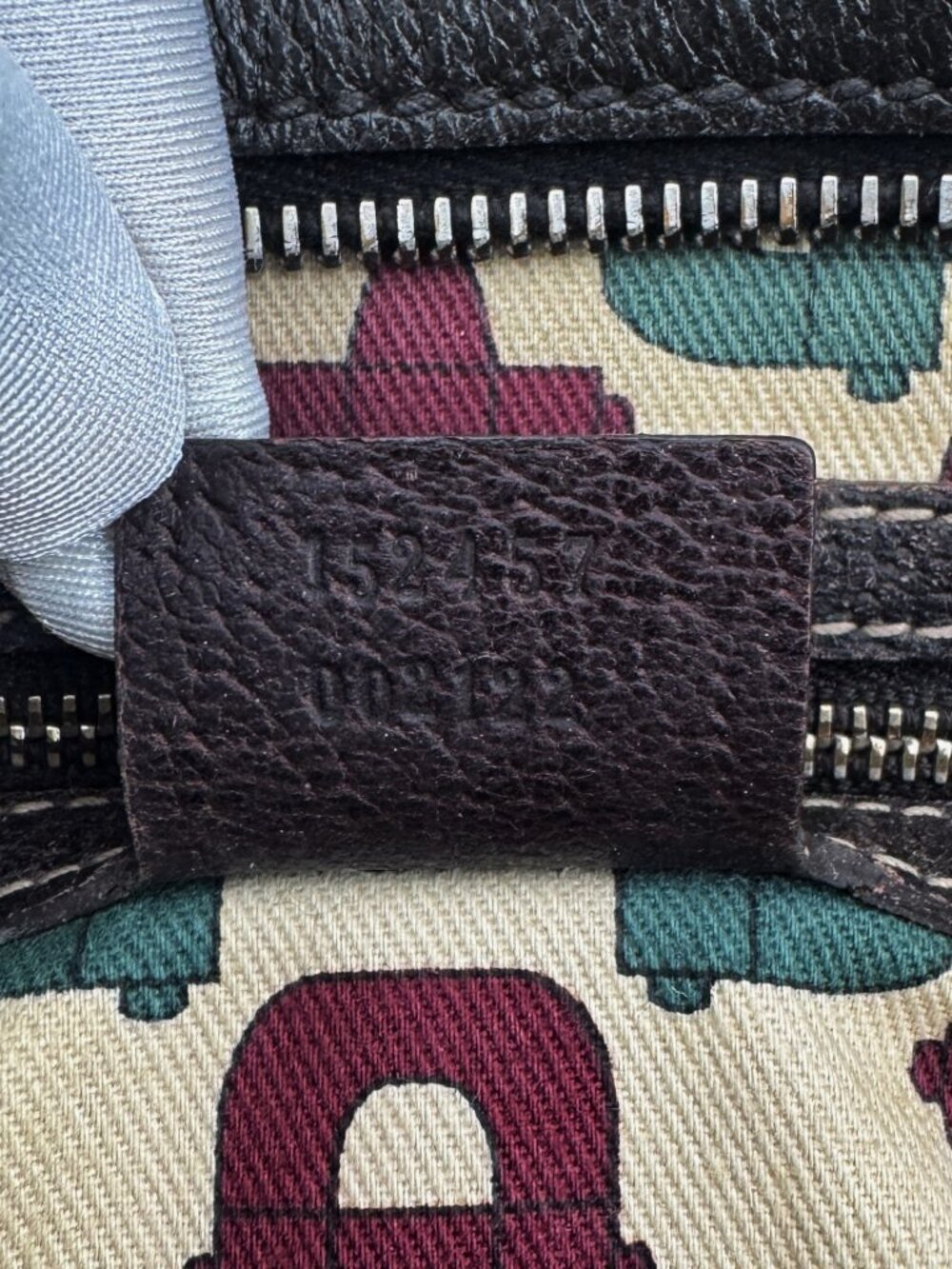 Gucci Vintage GG Monogram Suede Boston Shoulder Bag Brown Leather - Picture 12 of 13